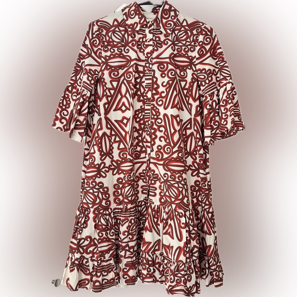 LA DOUBLE J CHOUX DRESS PARNAVEG PRINTED COTTON SIZE SMALL RUFFLED MINI - Picture 3 of 6